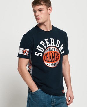 Superdry Podium Mid Weight Férfi Pólók Sötétkék | JENAP4769